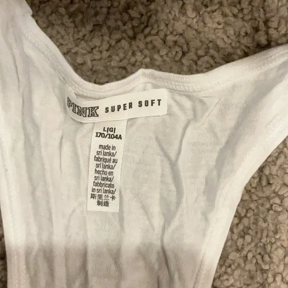 PINK Victoria's Secret White Tank Top with Pink Logo - Picture 3 of 4